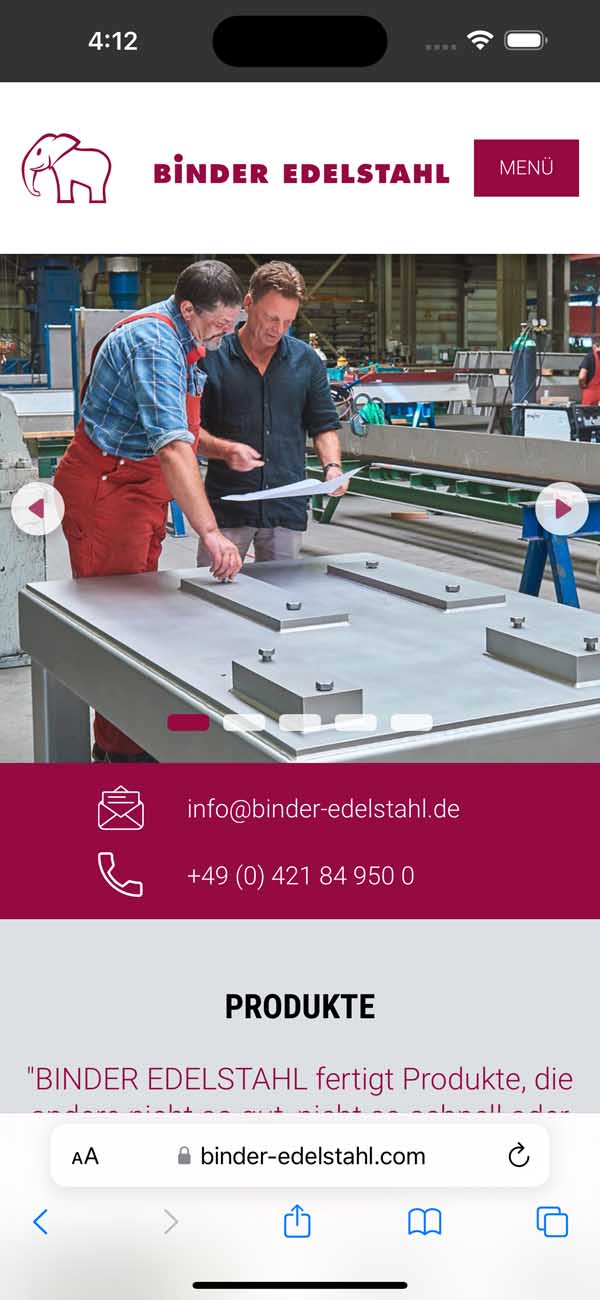 Starseite Binder Edelstahl